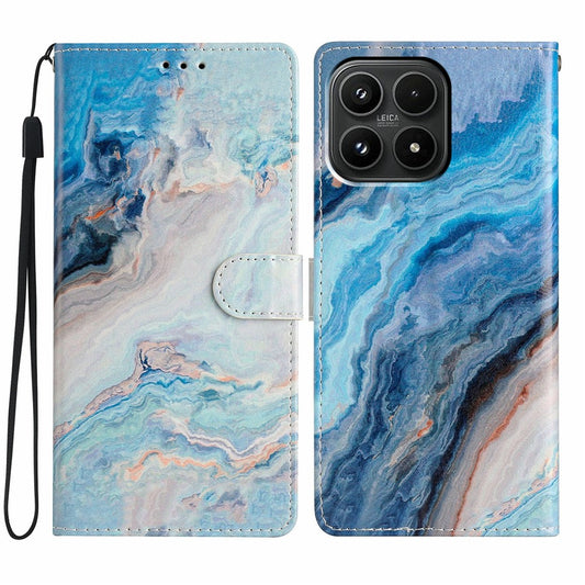 Xiaomi 17 Handyhülle – Brieftaschenetui aus PU-Leder mit Musterdruck, Ständer, mit Riemen