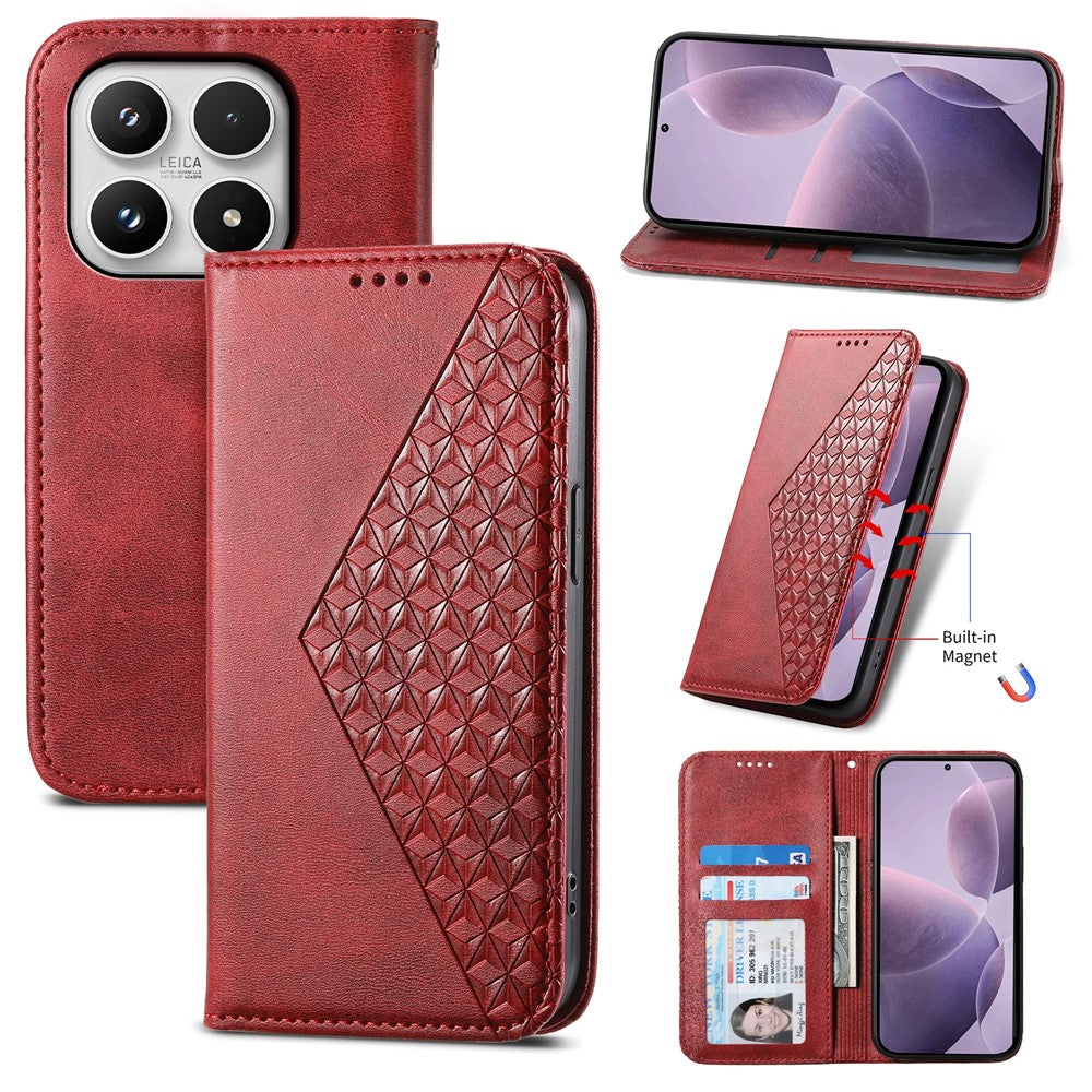 For Xiaomi 17 Case Calf Texture PU Leather Wallet Phone Cover with Wrist Strap