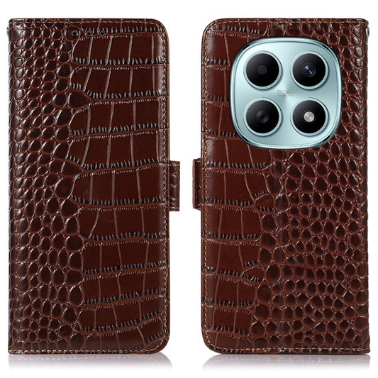 Xiaomi Redmi Note 15 5G (Global) / Xiaomi Poco M8 5G Handyhülle – Redmi Note 15 5G (Global) , RFID-blockierende Brieftasche, Krokodilstruktur, echtes Rindsleder