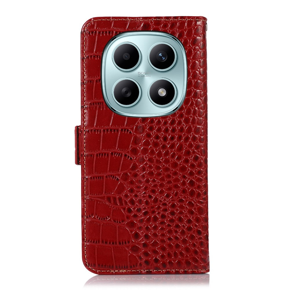 For Xiaomi Poco M8 5G / Redmi Note 15 5G (Global) Case RFID Blocking Wallet Crocodile Texture Genuine Cow Leather Phone Cover