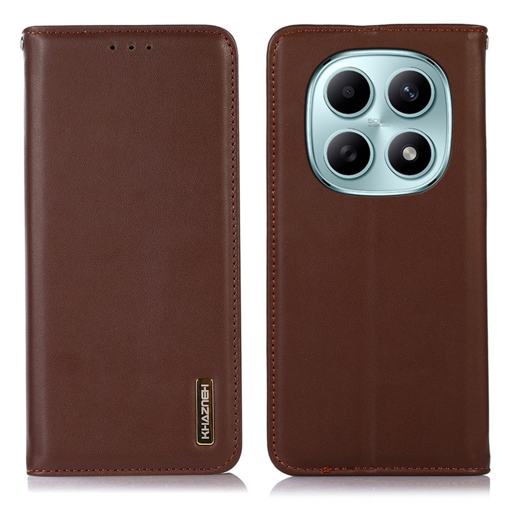 KHAZNEH For Xiaomi Poco M8 5G / Redmi Note 15 5G (Global) Case Wallet Genuine Cow Leather Phone Cover Nappa Texture
