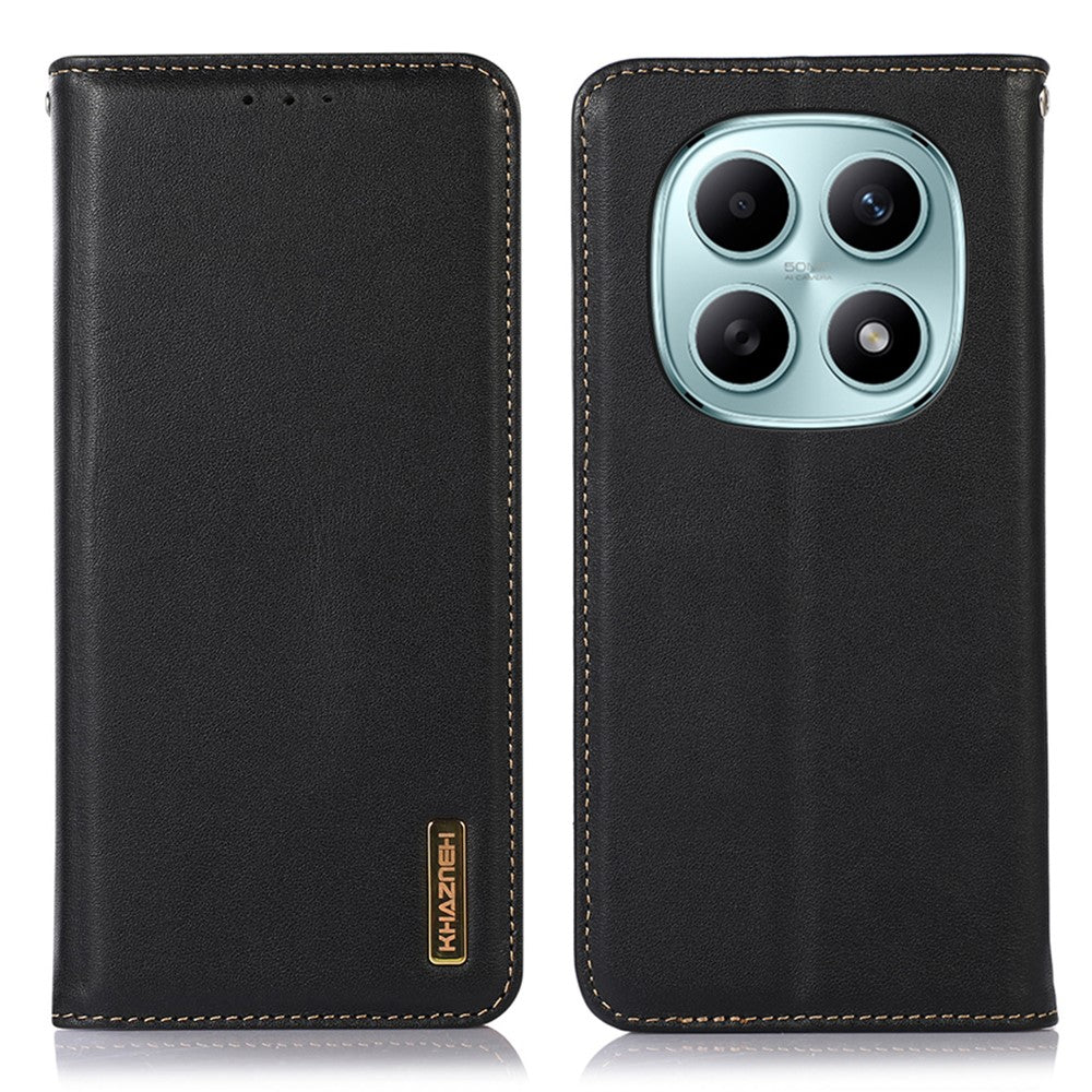 KHAZNEH For Xiaomi Poco M8 5G / Redmi Note 15 5G (Global) Case Wallet Genuine Cow Leather Phone Cover Nappa Texture