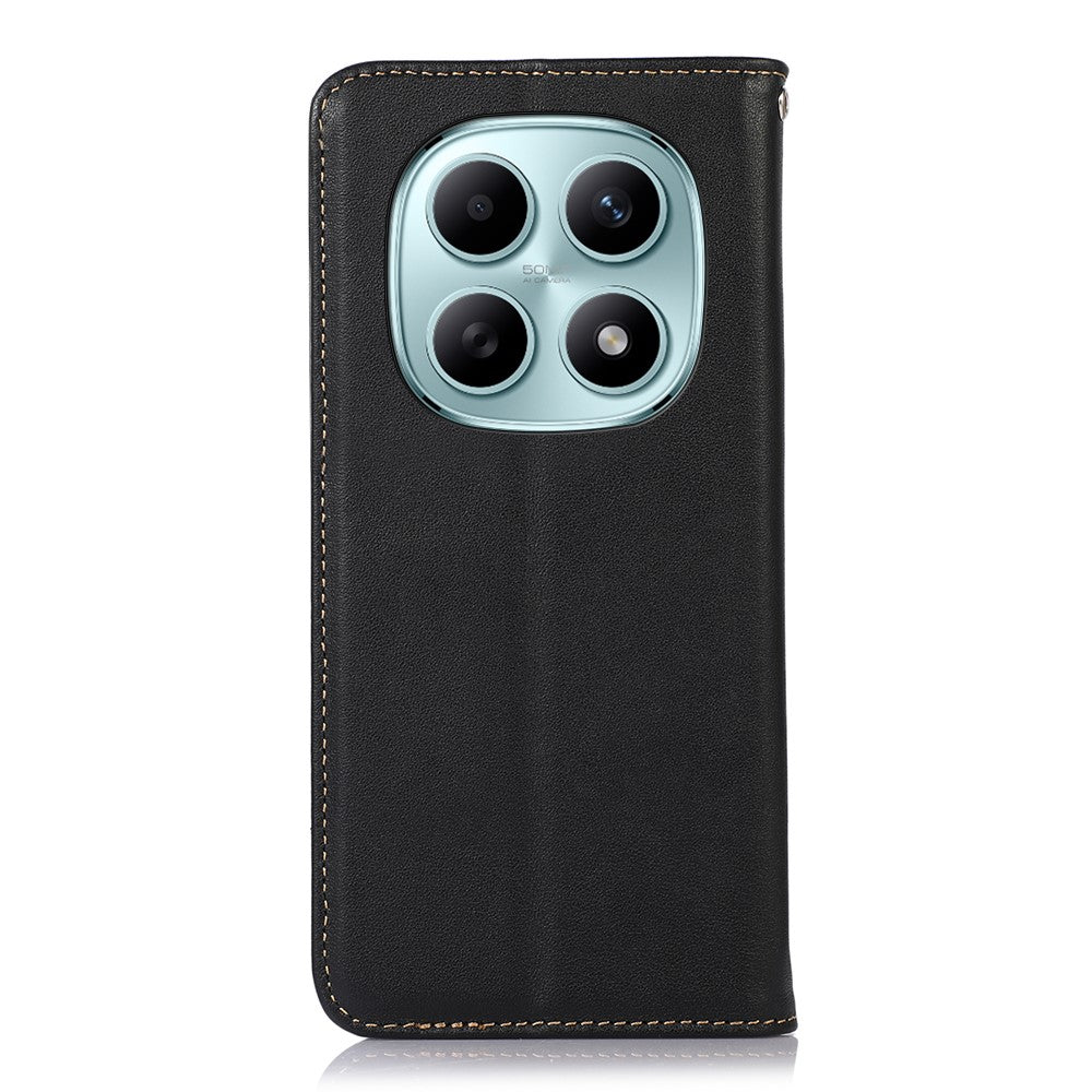 KHAZNEH For Xiaomi Poco M8 5G / Redmi Note 15 5G (Global) Case Wallet Genuine Cow Leather Phone Cover Nappa Texture