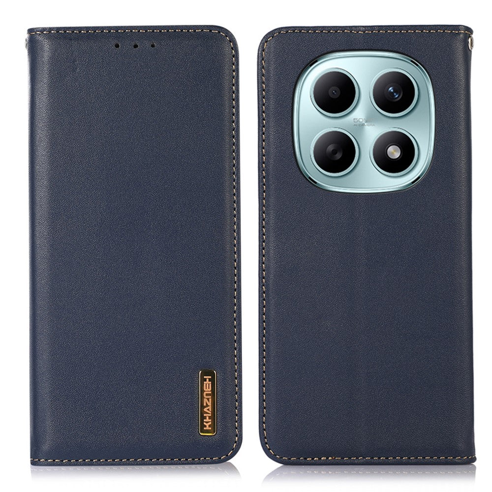 KHAZNEH For Xiaomi Poco M8 5G / Redmi Note 15 5G (Global) Case Wallet Genuine Cow Leather Phone Cover Nappa Texture