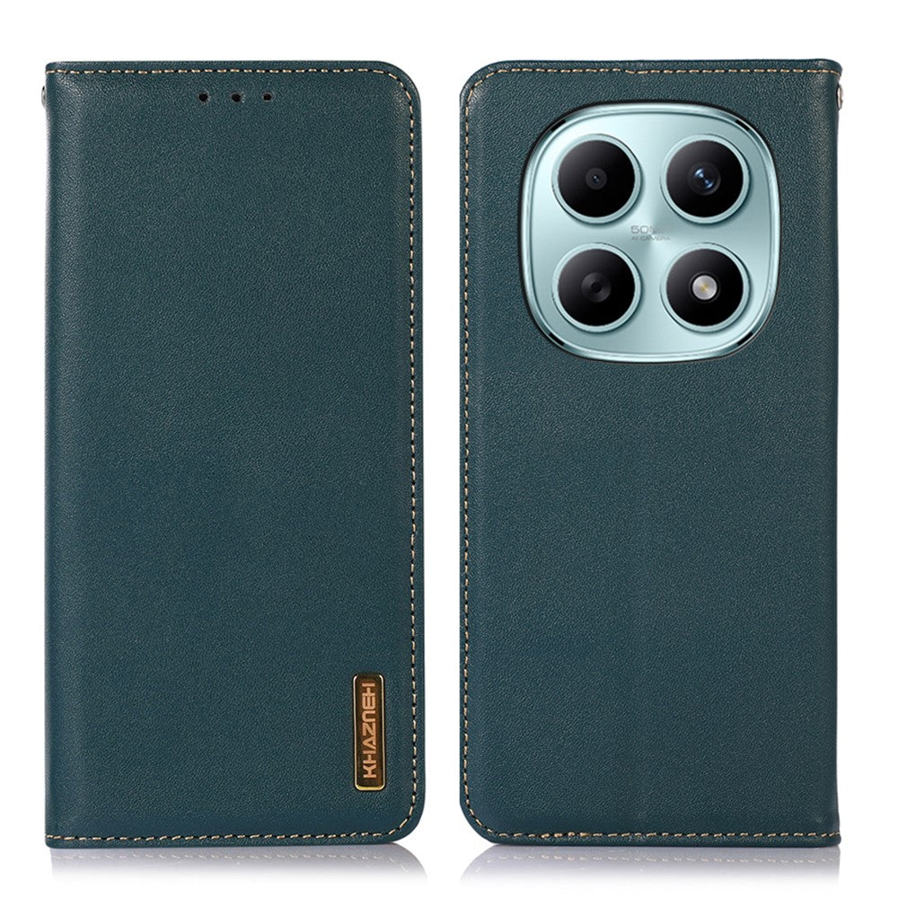 KHAZNEH For Xiaomi Poco M8 5G / Redmi Note 15 5G (Global) Case Wallet Genuine Cow Leather Phone Cover Nappa Texture