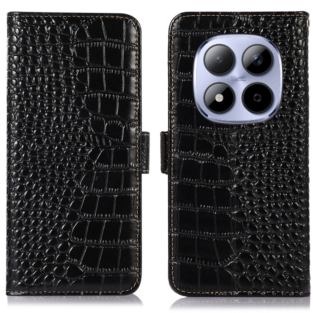For Xiaomi Redmi Note 15 Pro 5G (Global) Case RFID Blocking Wallet Crocodile Texture Genuine Cow Leather Phone Cover