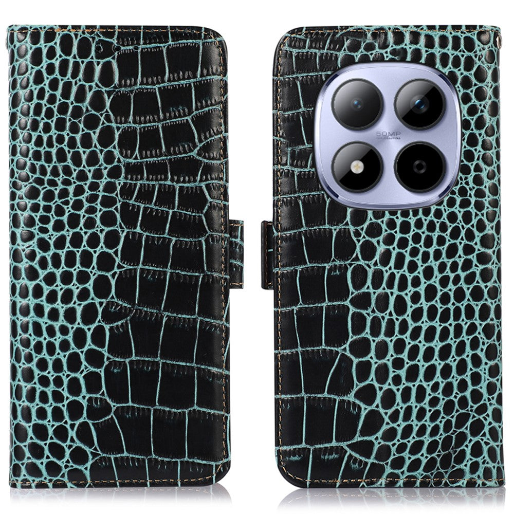 For Xiaomi Redmi Note 15 Pro 5G (Global) Case RFID Blocking Wallet Crocodile Texture Genuine Cow Leather Phone Cover