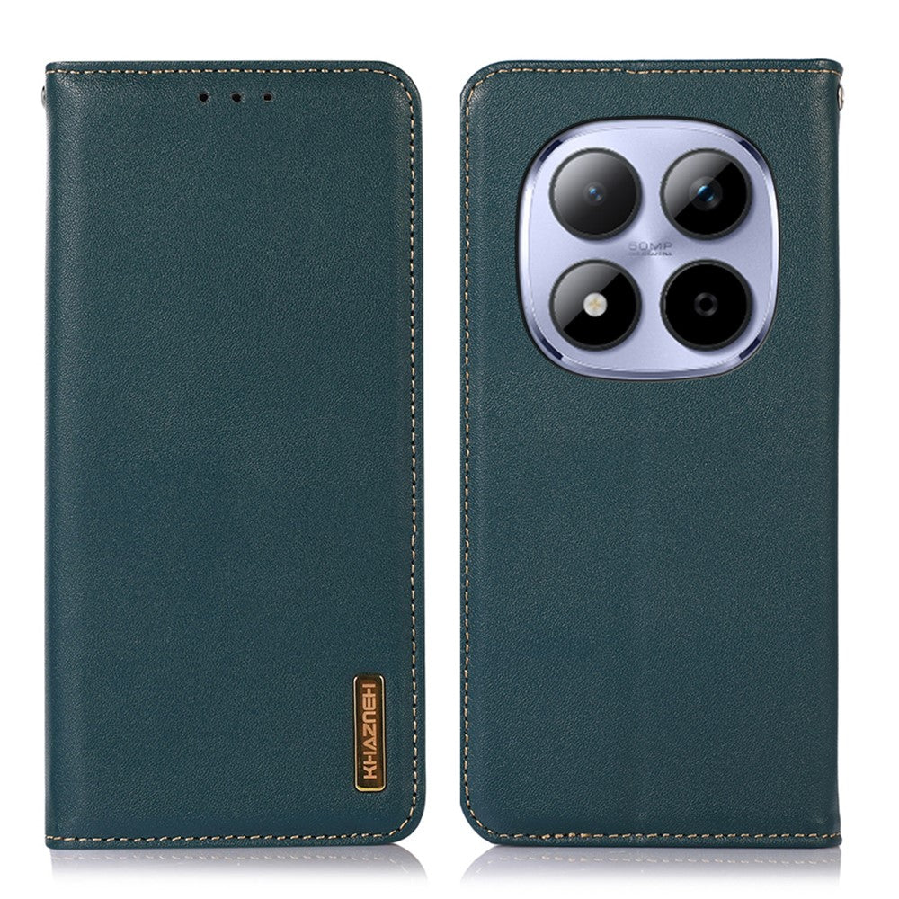 KHAZNEH For Xiaomi Poco M8 Pro 5G / Redmi Note 15 Pro+ 5G (Global) Case Wallet Genuine Cow Leather Phone Cover Nappa Texture