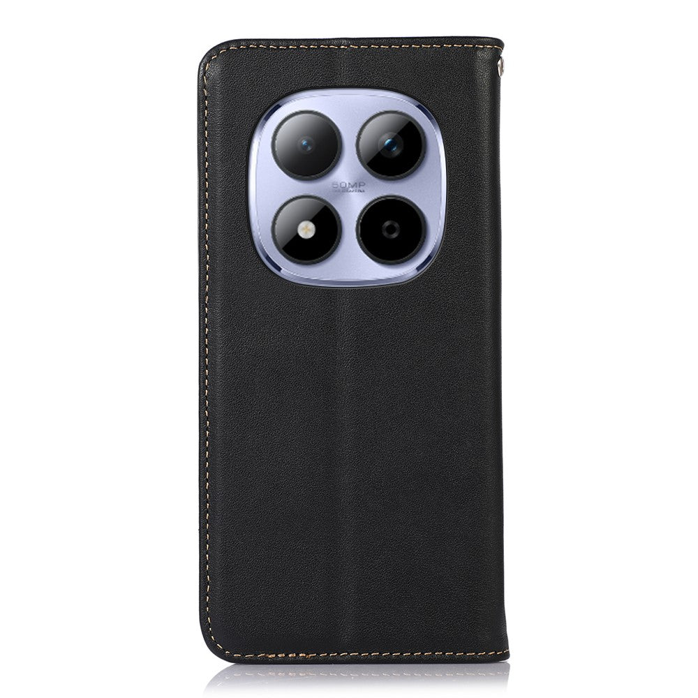 KHAZNEH For Xiaomi Poco M8 Pro 5G / Redmi Note 15 Pro+ 5G (Global) Case Wallet Genuine Cow Leather Phone Cover Nappa Texture