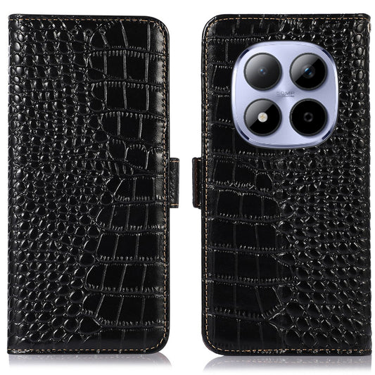 Xiaomi Redmi Note 15 Pro+ 5G (Global) / Xiaomi Poco M8 Pro 5G Handyhülle – Redmi Note 15 Pro+ 5G (Global) , RFID-blockierende Brieftasche, Krokodilstruktur, echtes Rindsleder