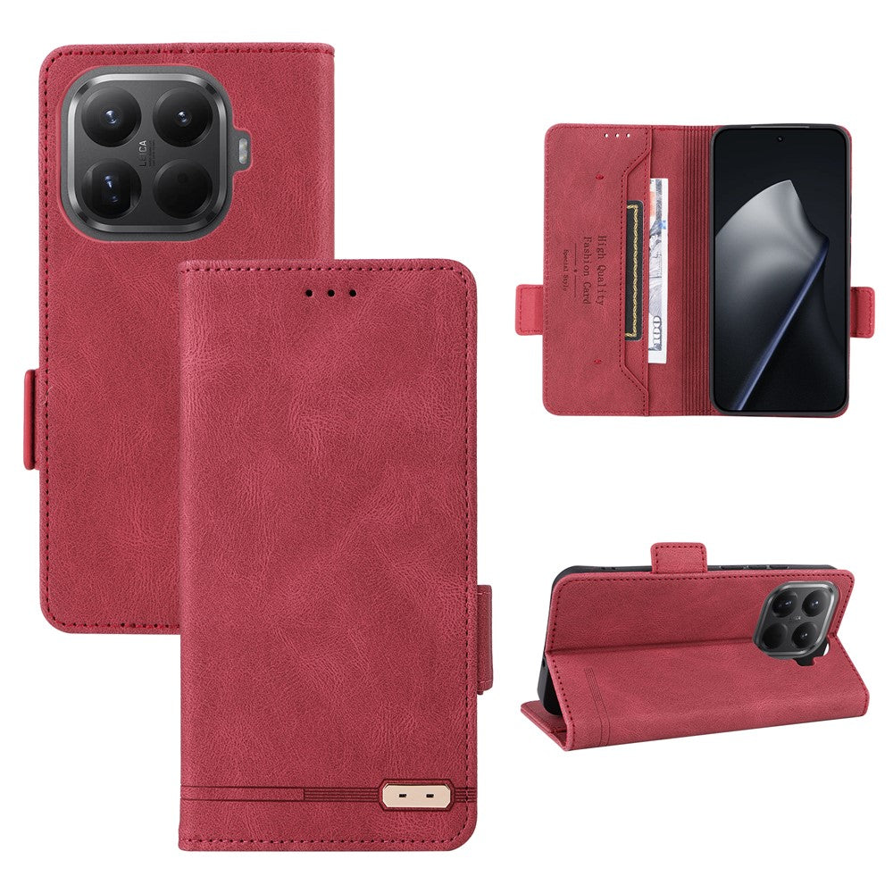 For Xiaomi 15T Pro Case Leather Wallet Flip Phone Cover with Hardware Decor