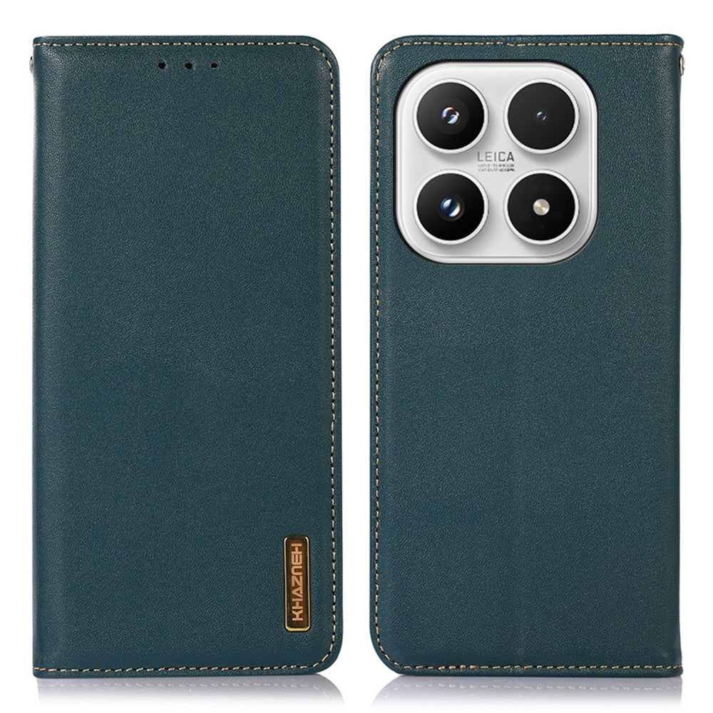KHAZNEH For Xiaomi 17 Case Wallet Genuine Cow Leather Phone Cover Nappa Texture