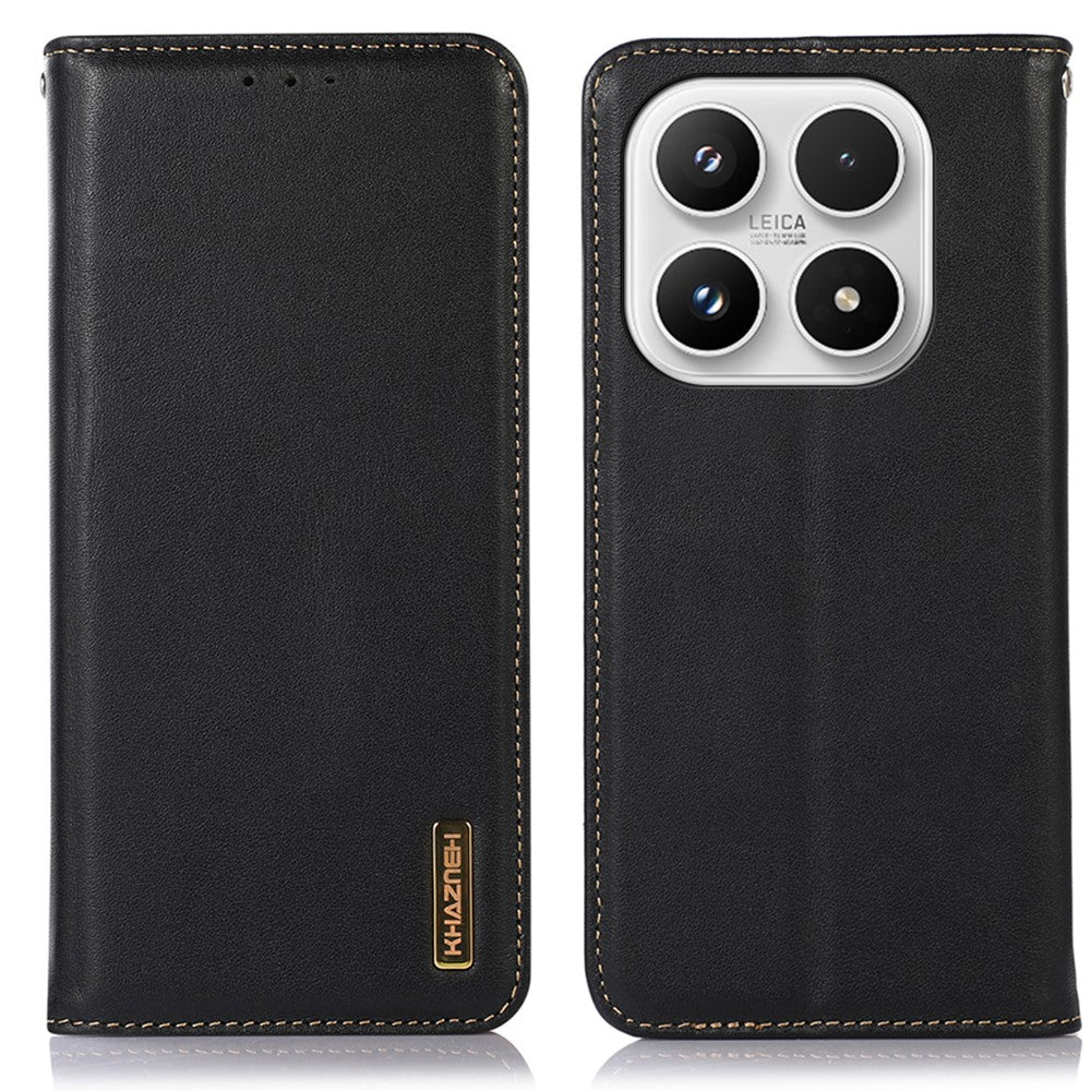 KHAZNEH For Xiaomi 17 Case Wallet Genuine Cow Leather Phone Cover Nappa Texture