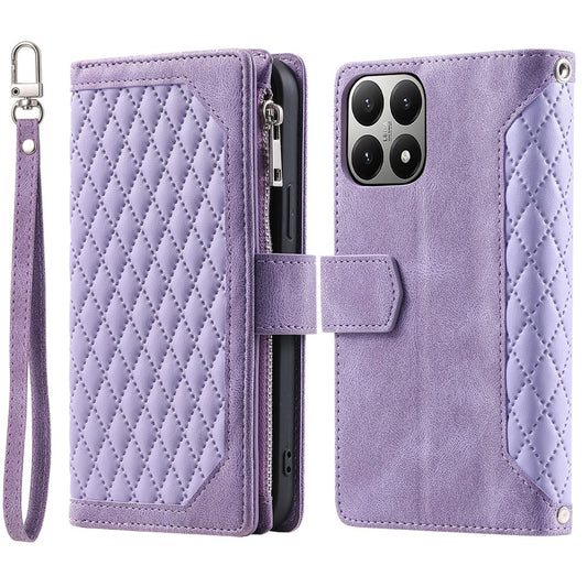 Xiaomi 15T Handyhülle – Brieftaschenetui Rautensteppung Line PU-Leder- mit Handschlaufe
