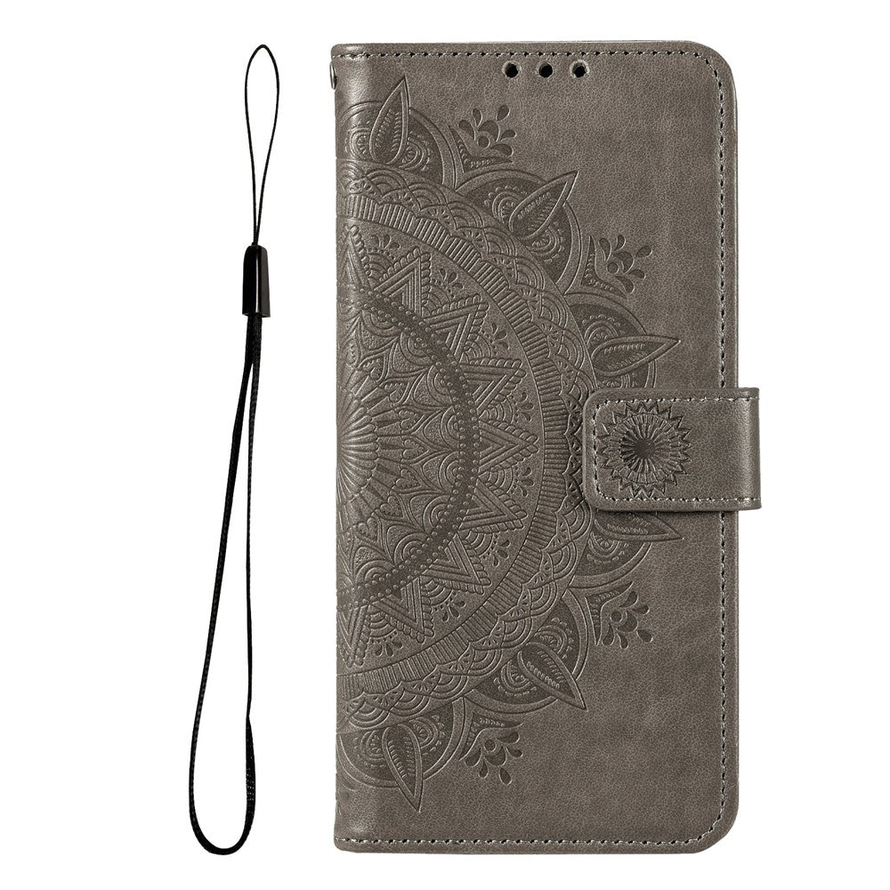 For Xiaomi 15T Stand Case Imprinted Totem PU Leather Wallet Phone Cover with Wrist Strap