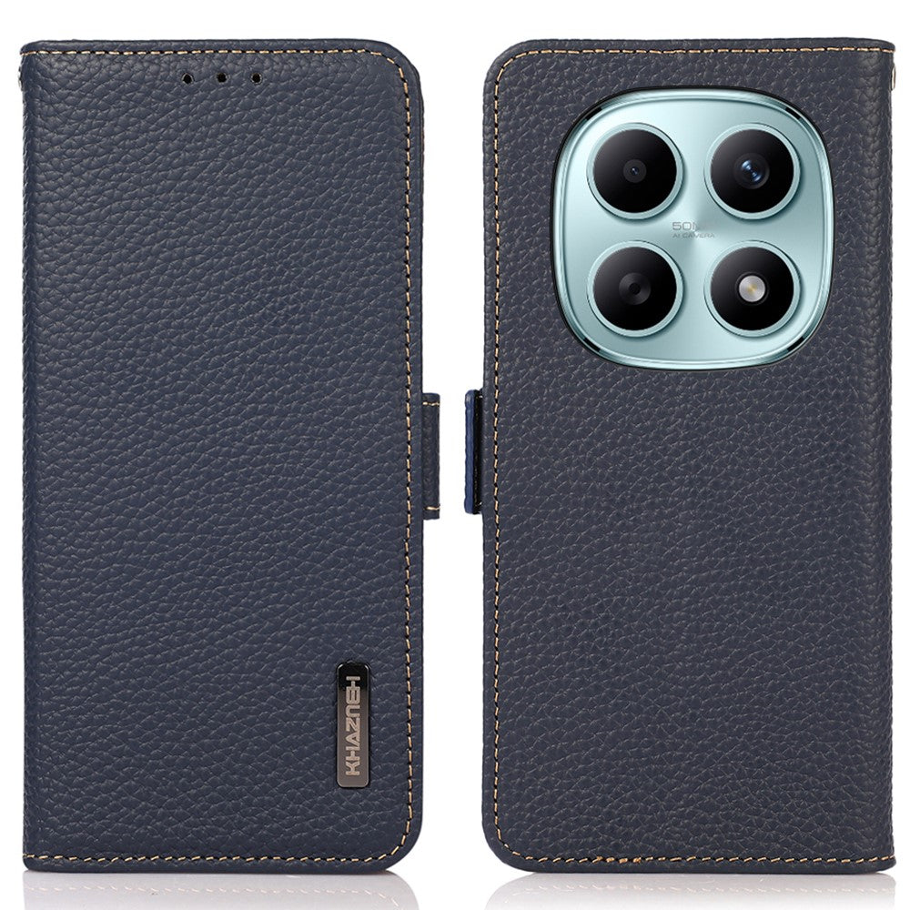 KHAZNEH for Xiaomi Poco M8 5G / Redmi Note 15 5G (Global) Phone Case Genuine Cow Leather Cover RFID Blocking