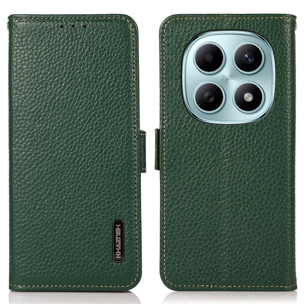 KHAZNEH for Xiaomi Poco M8 5G / Redmi Note 15 5G (Global) Phone Case Genuine Cow Leather Cover RFID Blocking