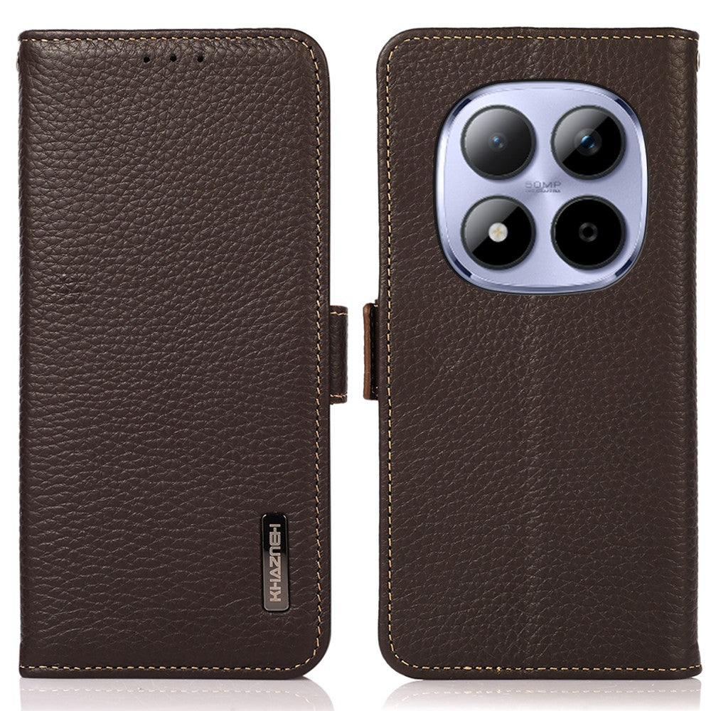 KHAZNEH for Xiaomi Redmi Note 15 Pro 5G (Global) Phone Case Genuine Cow Leather Cover RFID Blocking