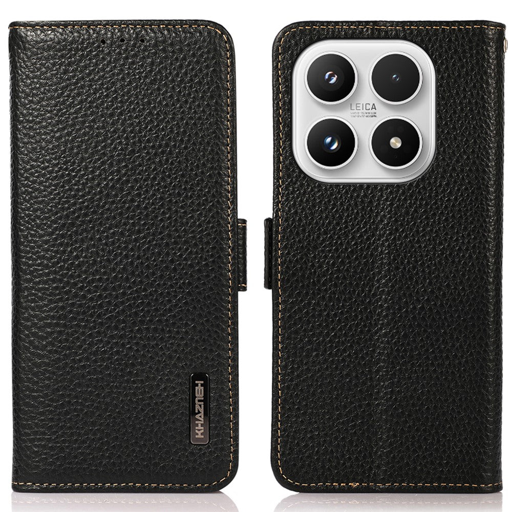 KHAZNEH for Xiaomi 17 Phone Case Genuine Cow Leather Cover RFID Blocking