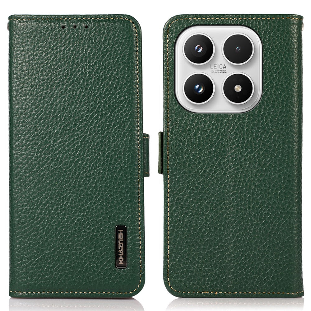 KHAZNEH for Xiaomi 17 Phone Case Genuine Cow Leather Cover RFID Blocking