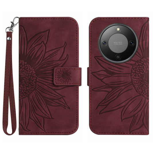 Honor X70 5G / Honor X9d 5G / Honor Magic8 Lite 5G Handyhülle – X9d 5G / X70 5G , Sonnenblumen-Aufdruck, Leder-Geldbörsen- mit Handschlaufe