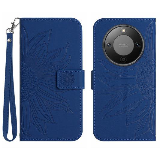 Honor X70 5G / Honor X9d 5G / Honor Magic8 Lite 5G Handyhülle – X9d 5G / X70 5G , Sonnenblumen-Aufdruck, Leder-Geldbörsen- mit Handschlaufe