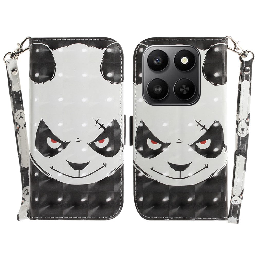 For Honor 400 Smart 5G / 4G / X7d 4G Case Pattern Printing Leather Wallet Phone Cover with Wrist Strap