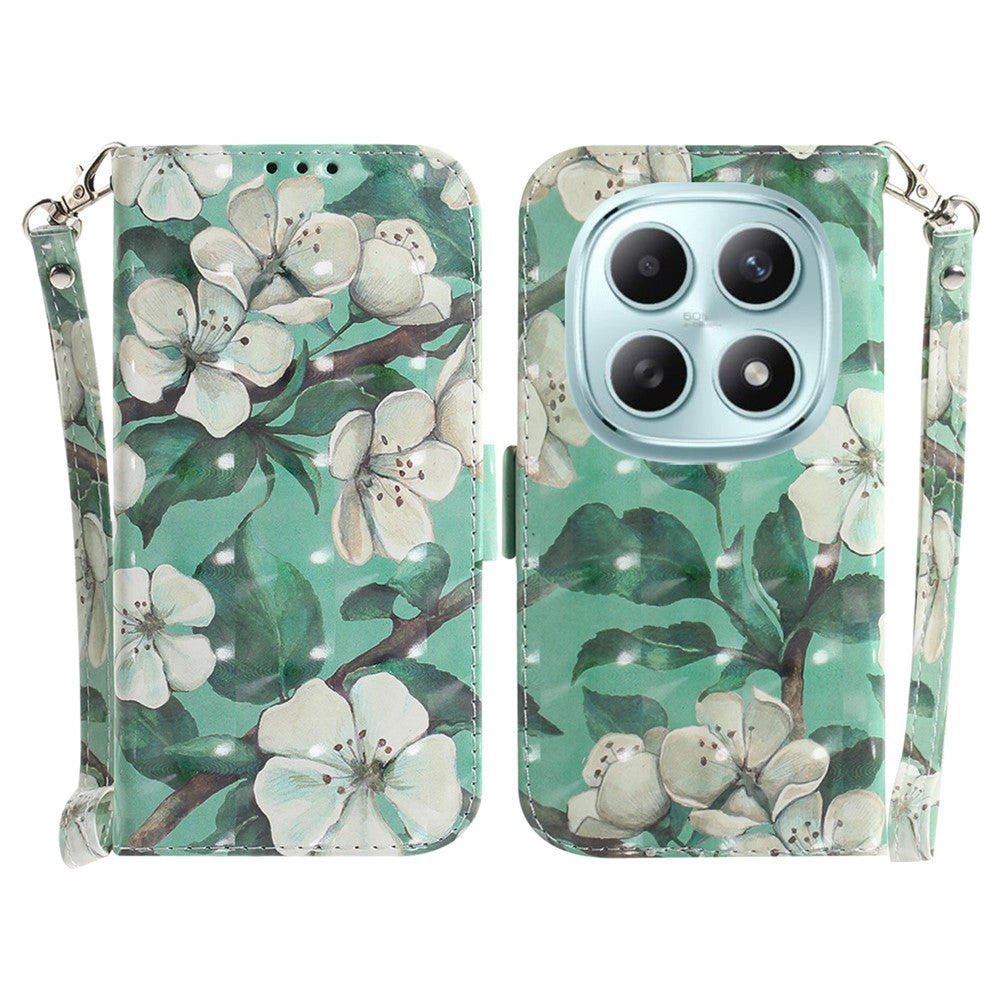 For Xiaomi Poco M8 5G / Redmi Note 15 5G (Global) Case Pattern Printing Leather Wallet Phone Cover with Wrist Strap