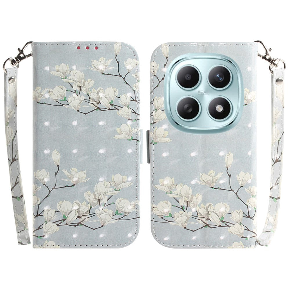 For Xiaomi Poco M8 5G / Redmi Note 15 5G (Global) Case Pattern Printing Leather Wallet Phone Cover with Wrist Strap