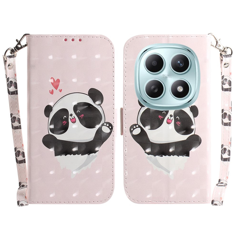 For Xiaomi Poco M8 5G / Redmi Note 15 5G (Global) Case Pattern Printing Leather Wallet Phone Cover with Wrist Strap