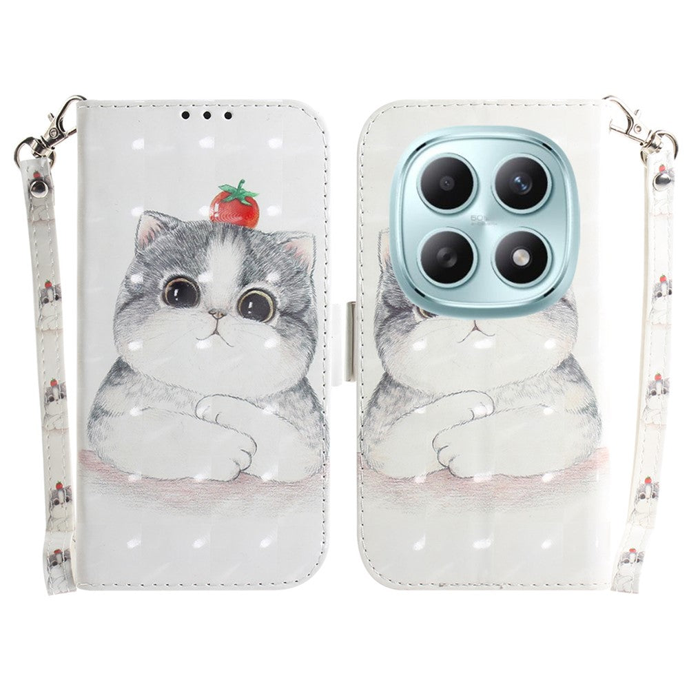 For Xiaomi Poco M8 5G / Redmi Note 15 5G (Global) Case Pattern Printing Leather Wallet Phone Cover with Wrist Strap