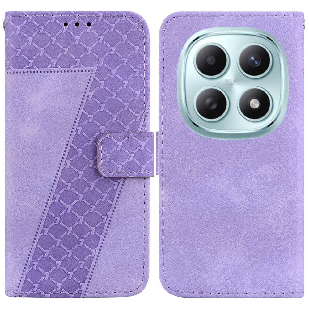 For Xiaomi Poco M8 5G / Redmi Note 15 5G (Global) Stand Case 7-Shaped Pattern Imprint Leather Phone Cover with Strap