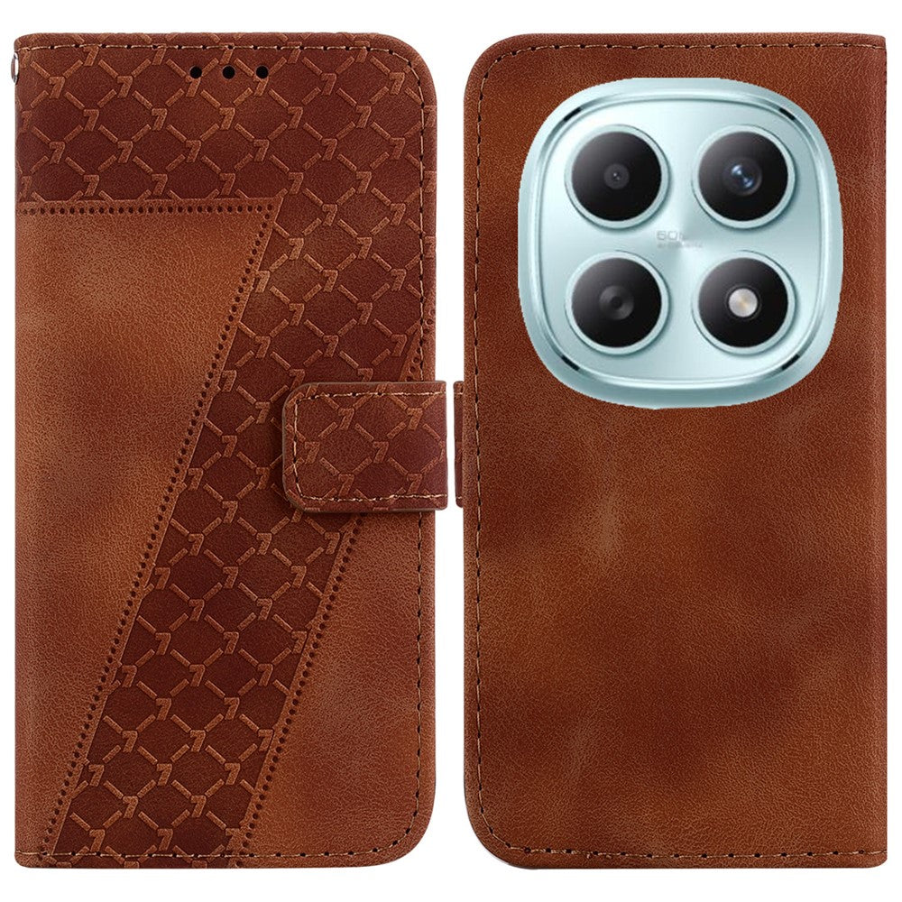 For Xiaomi Poco M8 5G / Redmi Note 15 5G (Global) Stand Case 7-Shaped Pattern Imprint Leather Phone Cover with Strap