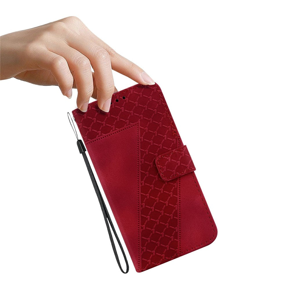 For Xiaomi Poco M8 5G / Redmi Note 15 5G (Global) Stand Case 7-Shaped Pattern Imprint Leather Phone Cover with Strap
