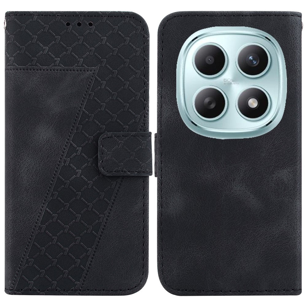 For Xiaomi Poco M8 5G / Redmi Note 15 5G (Global) Stand Case 7-Shaped Pattern Imprint Leather Phone Cover with Strap