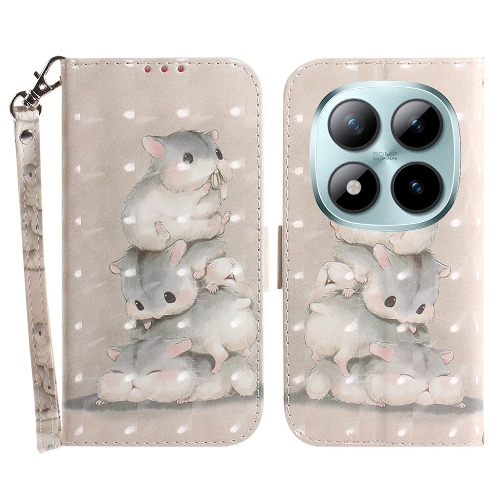 For Xiaomi Redmi Note 15 Pro 5G (Global) Case Pattern Printing Leather Wallet Phone Cover with Wrist Strap