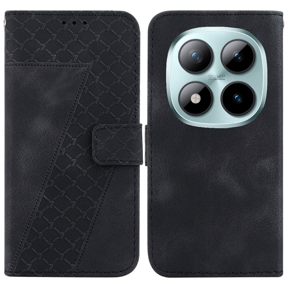 For Xiaomi Redmi Note 15 Pro 5G (Global) Stand Case 7-Shaped Pattern Imprint Leather Phone Cover with Strap