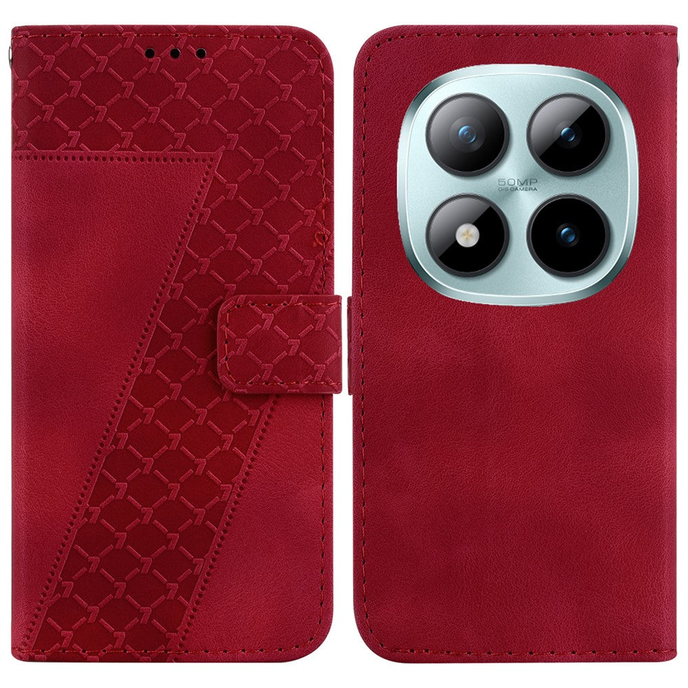For Xiaomi Redmi Note 15 Pro 5G (Global) Stand Case 7-Shaped Pattern Imprint Leather Phone Cover with Strap