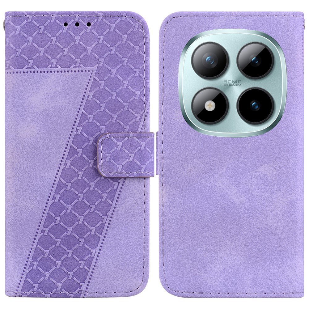 For Xiaomi Redmi Note 15 Pro 5G (Global) Stand Case 7-Shaped Pattern Imprint Leather Phone Cover with Strap