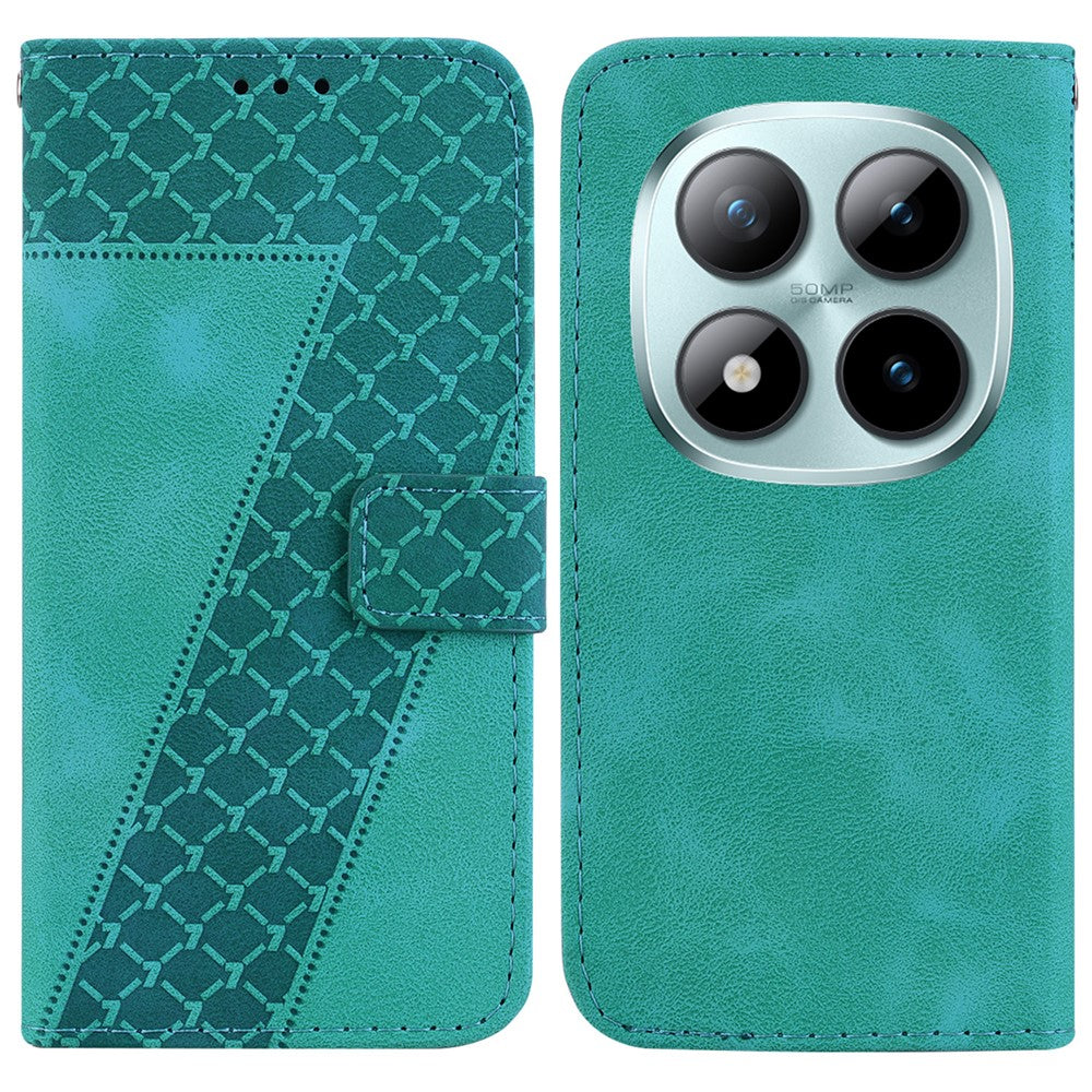 For Xiaomi Redmi Note 15 Pro 5G (Global) Stand Case 7-Shaped Pattern Imprint Leather Phone Cover with Strap