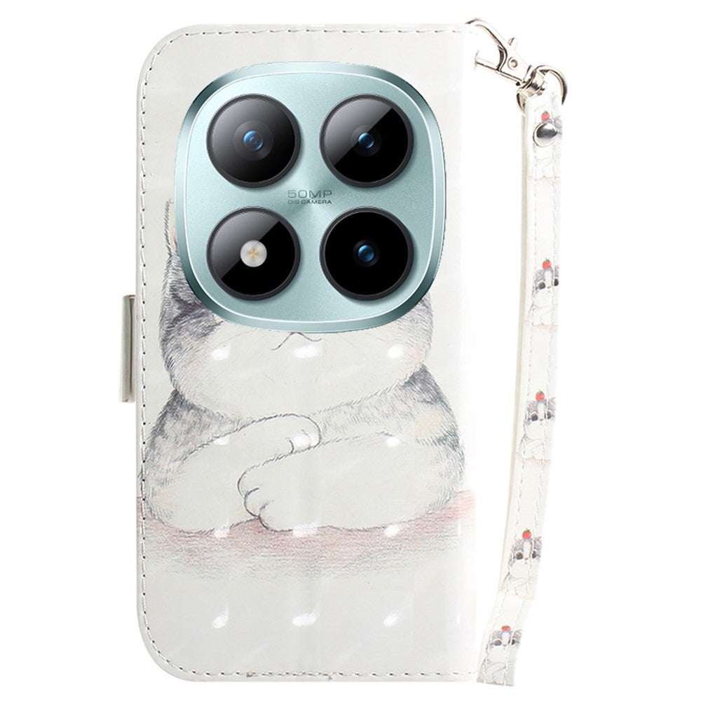 For Xiaomi Poco M8 Pro 5G / Redmi Note 15 Pro+ 5G (Global) Case Pattern Printing Leather Wallet Phone Cover with Wrist Strap