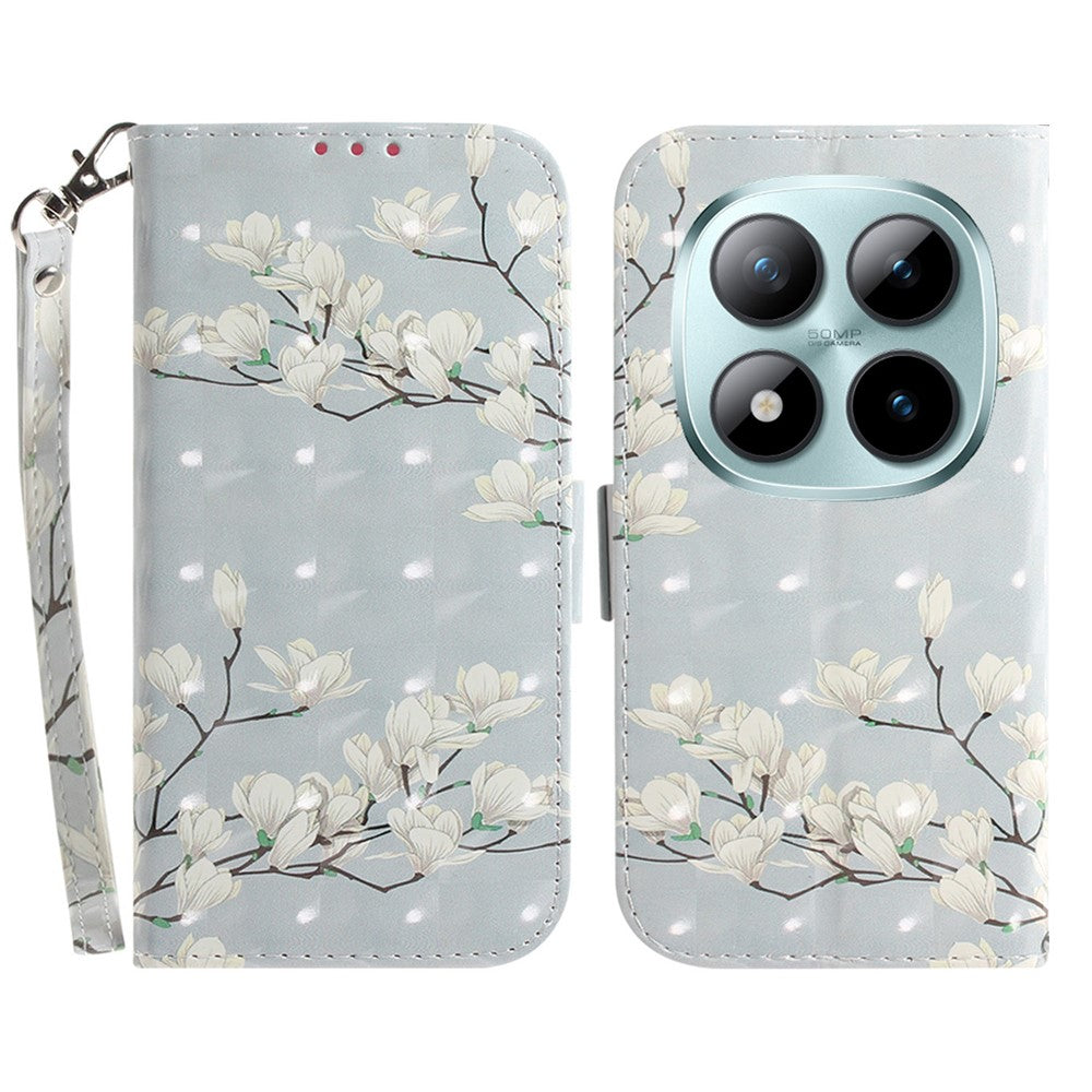 For Xiaomi Poco M8 Pro 5G / Redmi Note 15 Pro+ 5G (Global) Case Pattern Printing Leather Wallet Phone Cover with Wrist Strap