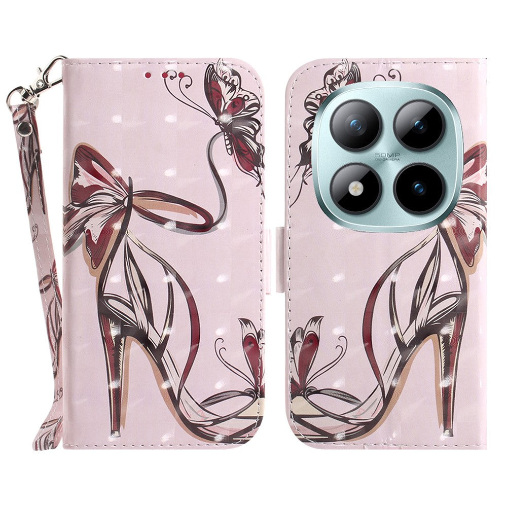 For Xiaomi Poco M8 Pro 5G / Redmi Note 15 Pro+ 5G (Global) Case Pattern Printing Leather Wallet Phone Cover with Wrist Strap
