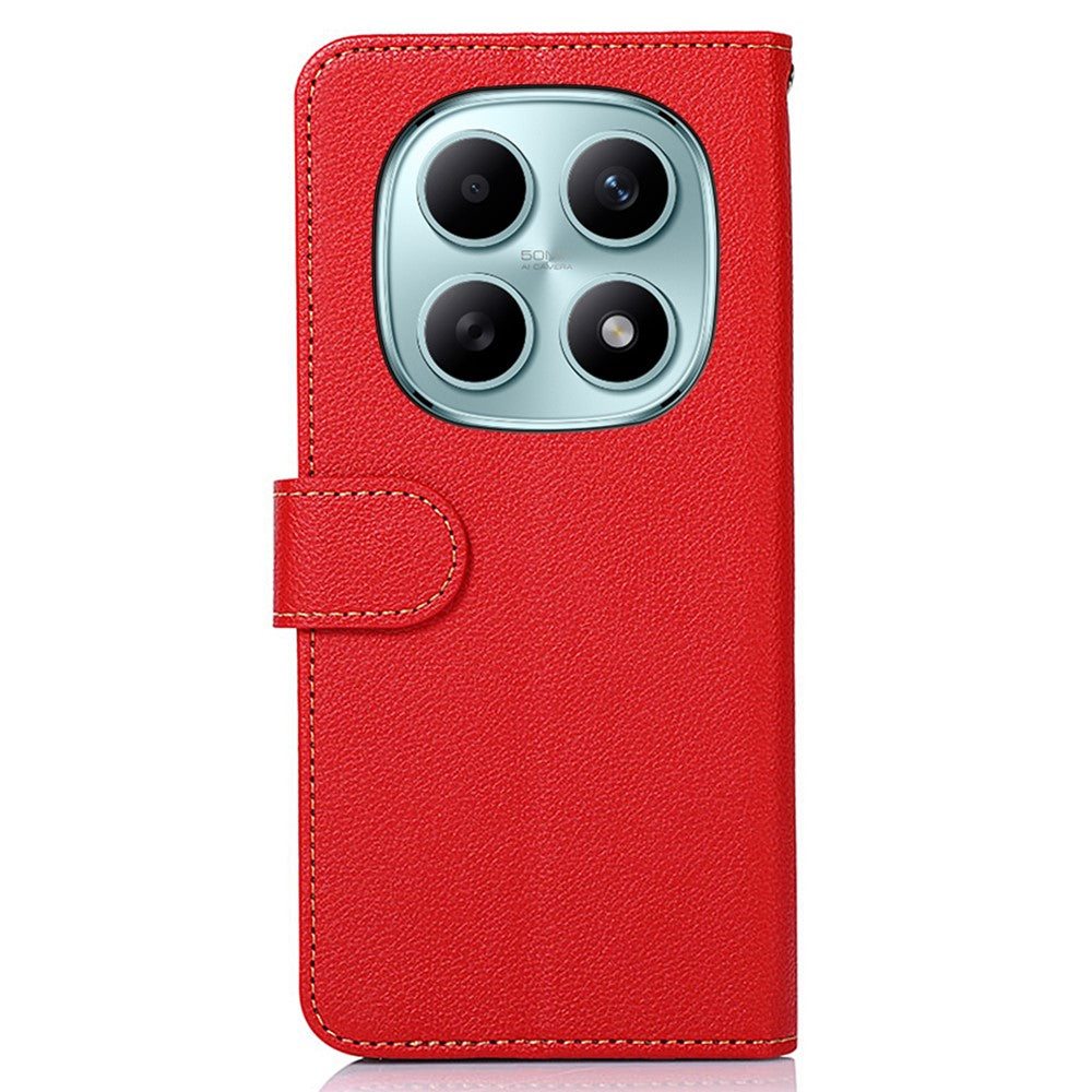 KHAZNEH For Xiaomi Poco M8 5G / Redmi Note 15 5G (Global) Case RFID Blocking Wallet Litchi Texture PU Leather Phone Cover with Strap