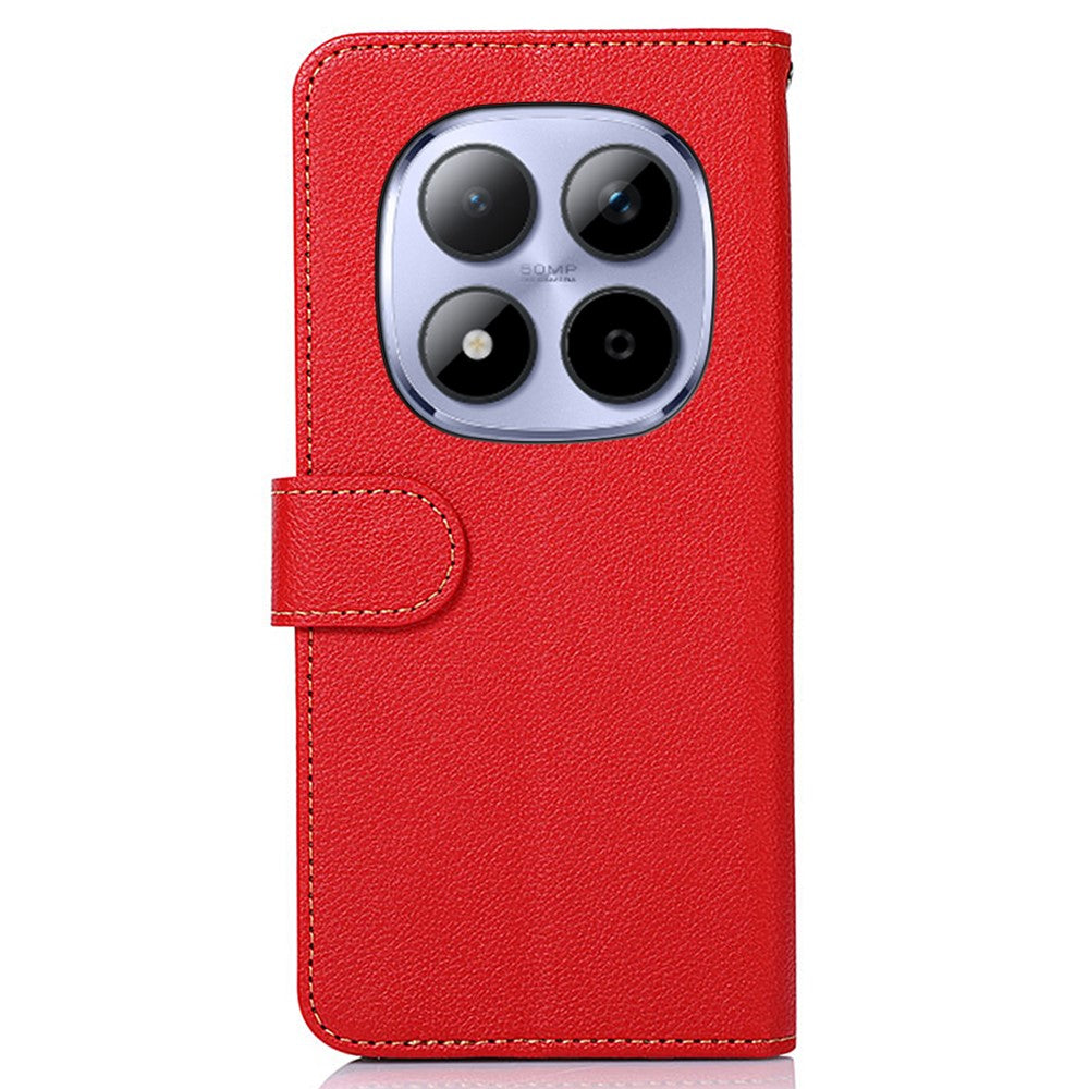 KHAZNEH For Xiaomi Redmi Note 15 Pro 5G (Global) Case RFID Blocking Wallet Litchi Texture PU Leather Phone Cover with Strap