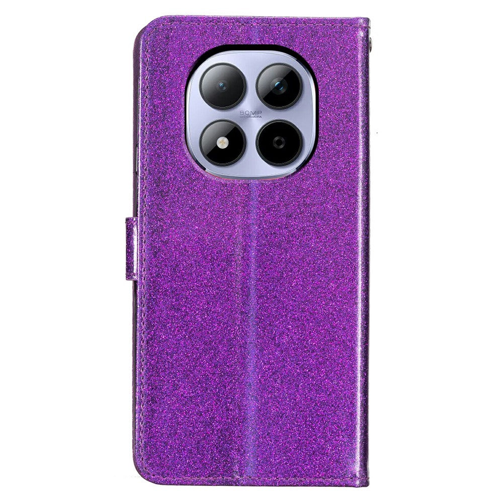 For Xiaomi Redmi Note 15 Pro 5G (Global) Wallet Case Glitter Anti-Scratch Leather Stand Phone Cover with Strap