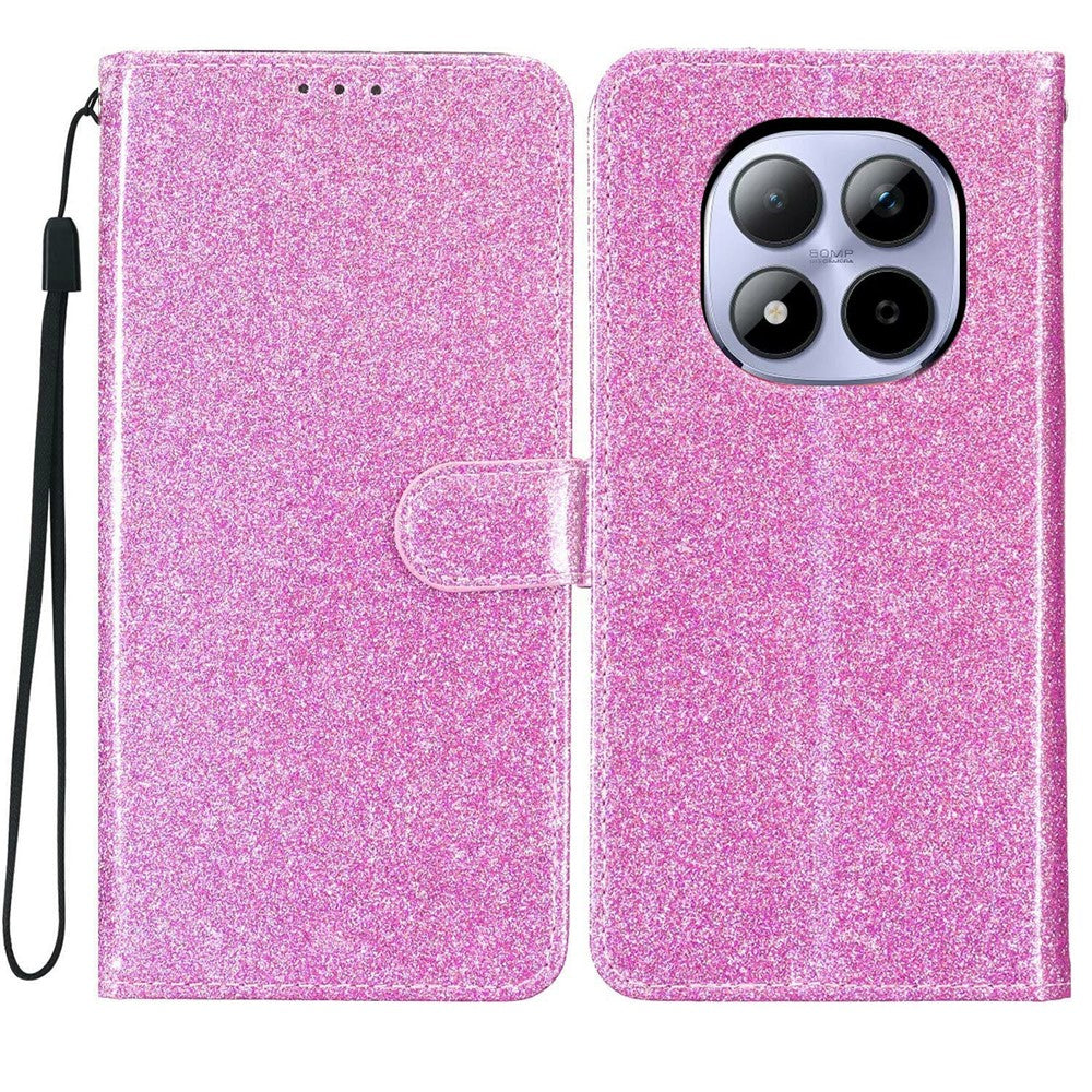 For Xiaomi Redmi Note 15 Pro 5G (Global) Wallet Case Glitter Anti-Scratch Leather Stand Phone Cover with Strap
