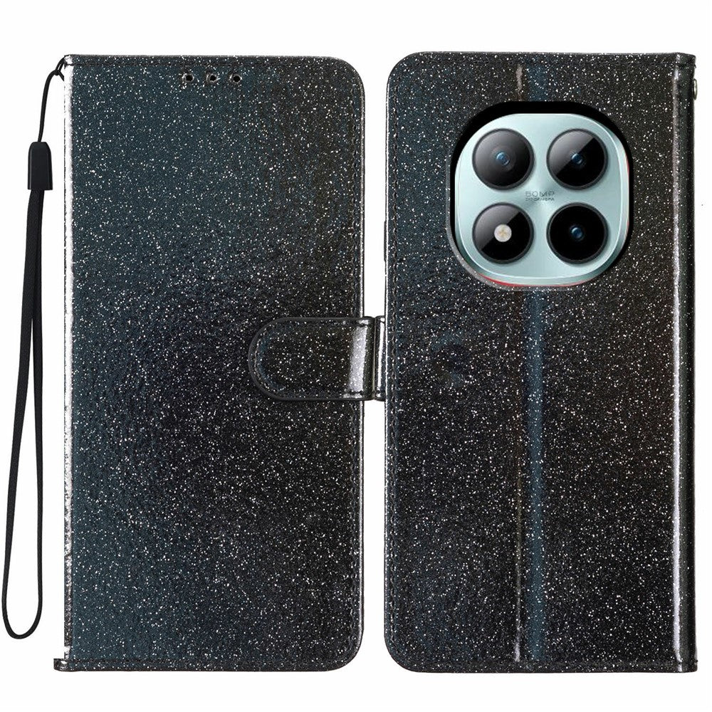 For Xiaomi Poco M8 Pro 5G / Redmi Note 15 Pro+ 5G (Global) Wallet Case Glitter Anti-Scratch Leather Stand Phone Cover with Strap
