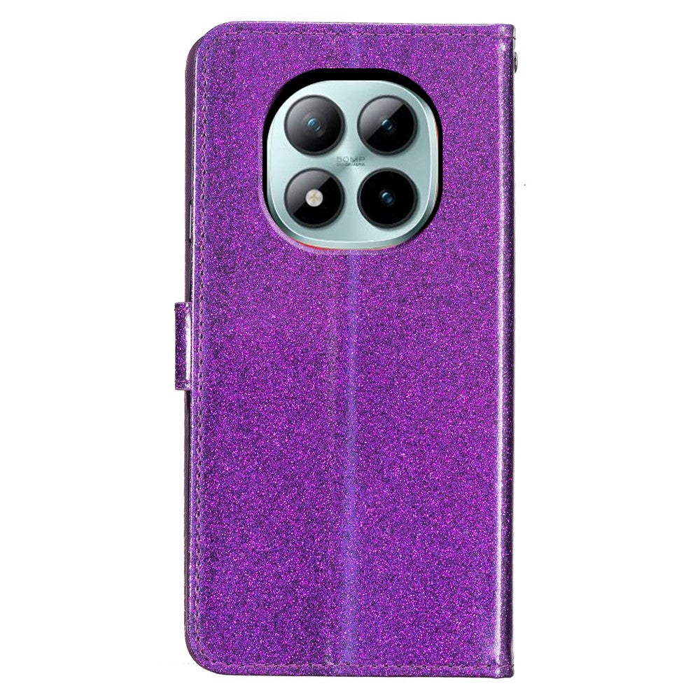 For Xiaomi Poco M8 Pro 5G / Redmi Note 15 Pro+ 5G (Global) Wallet Case Glitter Anti-Scratch Leather Stand Phone Cover with Strap
