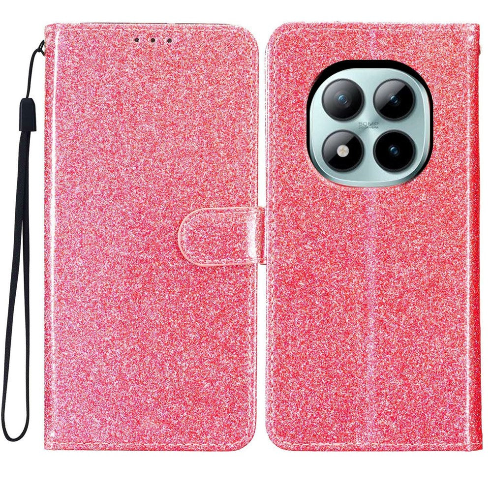 For Xiaomi Poco M8 Pro 5G / Redmi Note 15 Pro+ 5G (Global) Wallet Case Glitter Anti-Scratch Leather Stand Phone Cover with Strap